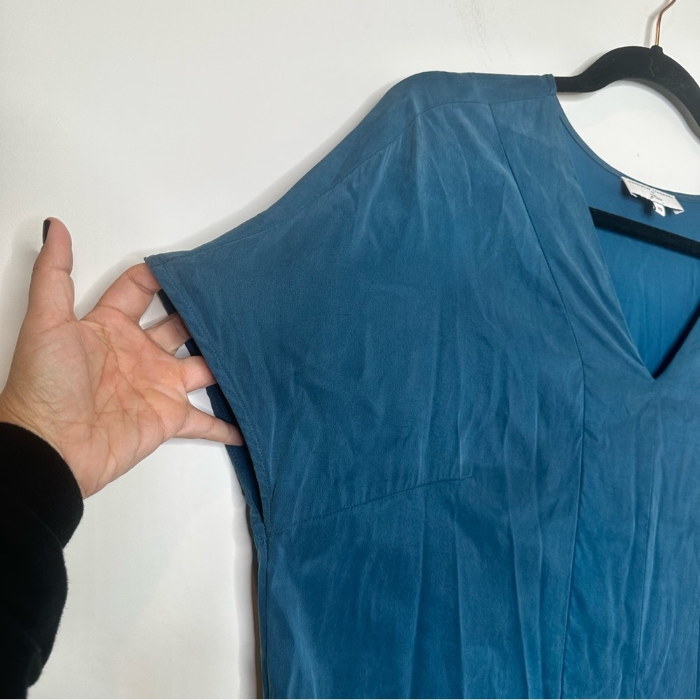 J. Crew x Universal Standard Cupro Lagenlook Dark Teal Maxi Dress - Picture 4 of 12